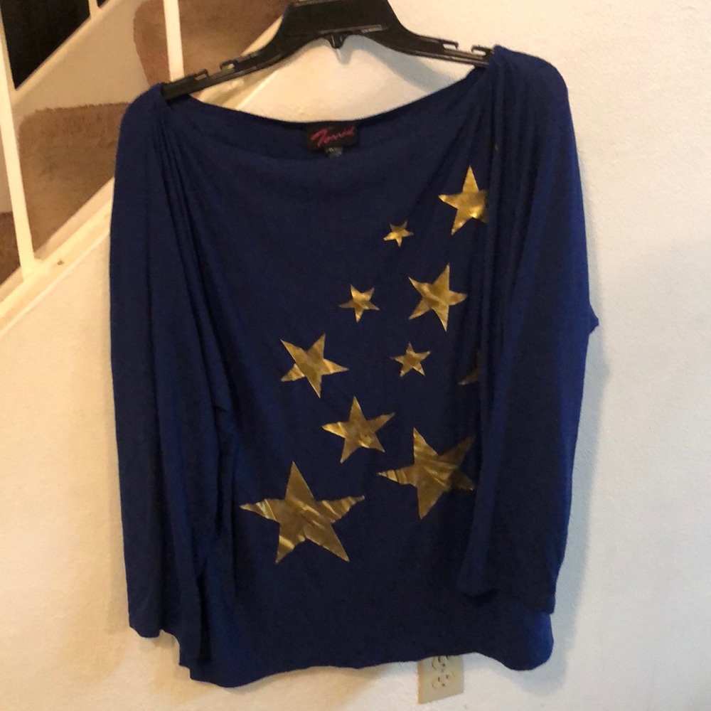 Torrid, Navy Blue/Gold Stars Blouse